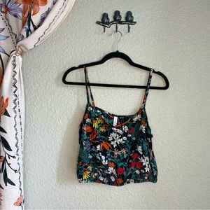 RVCA Blue and Orange Floral Crop Tank Medium